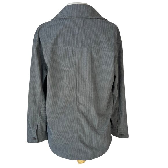 Avec Les Filles Button Front Corduroy Shirt Jacket Womens Medium Gray - Picture 2 of 11
